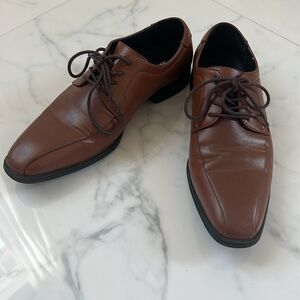 Alfani Seth Brown Oxford Dress Square Toe Shoes Size 8W